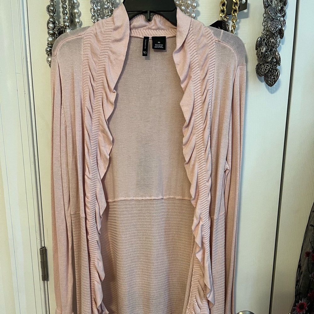 🌸NWT Pink Ruffled Duster by New Directions 🌸 Size XL